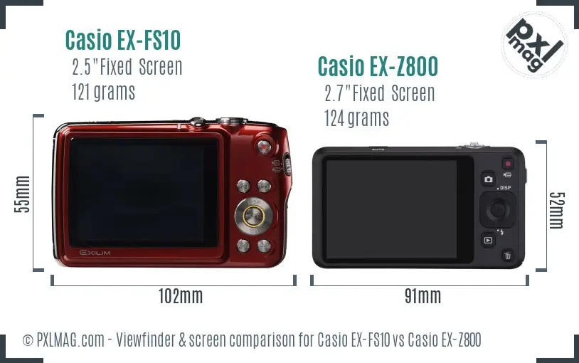 Casio EX-FS10 vs Casio EX-Z800 Screen and Viewfinder comparison