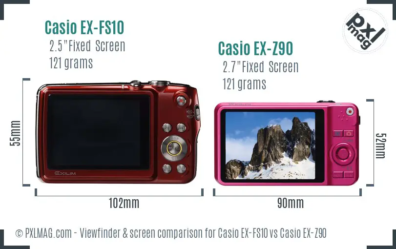 Casio EX-FS10 vs Casio EX-Z90 Screen and Viewfinder comparison