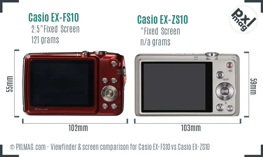Casio EX-FS10 vs Casio EX-ZS10 Screen and Viewfinder comparison