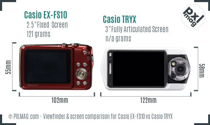 Casio EX-FS10 vs Casio TRYX Screen and Viewfinder comparison Casio EX-FS10 vs Casio TRYX Screen and Viewfinder comparison