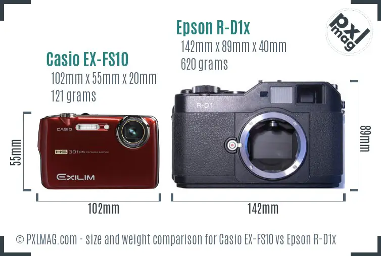 Casio EX-FS10 vs Epson R-D1x size comparison