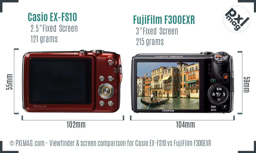 Casio EX-FS10 vs FujiFilm F300EXR Screen and Viewfinder comparison Casio EX-FS10 vs FujiFilm F300EXR Screen and Viewfinder comparison