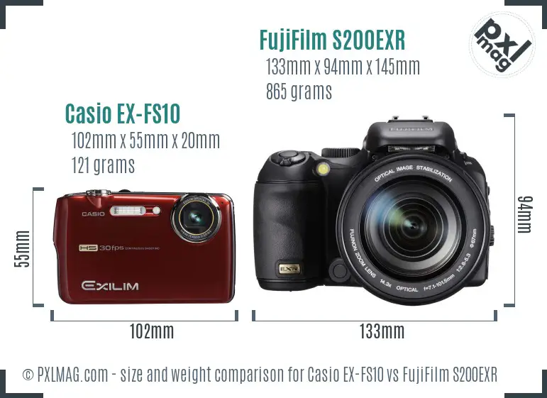 Casio EX-FS10 vs FujiFilm S200EXR size comparison