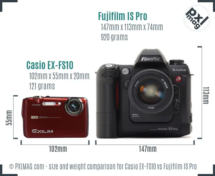 Casio EX-FS10 vs Fujifilm IS Pro size comparison