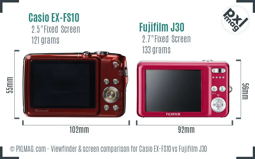 Casio EX-FS10 vs Fujifilm J30 Screen and Viewfinder comparison Casio EX-FS10 vs Fujifilm J30 Screen and Viewfinder comparison
