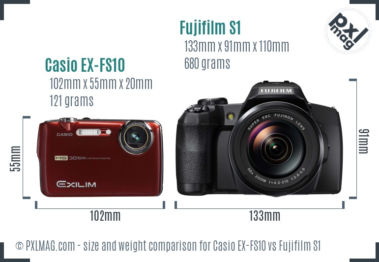 Casio EX-FS10 vs Fujifilm S1 size comparison Casio EX-FS10 vs Fujifilm S1 size comparison