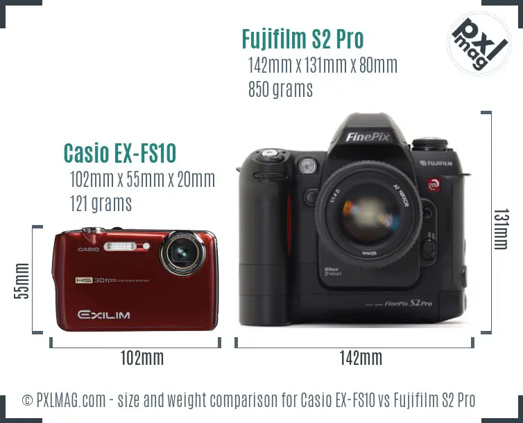 Casio EX-FS10 vs Fujifilm S2 Pro size comparison