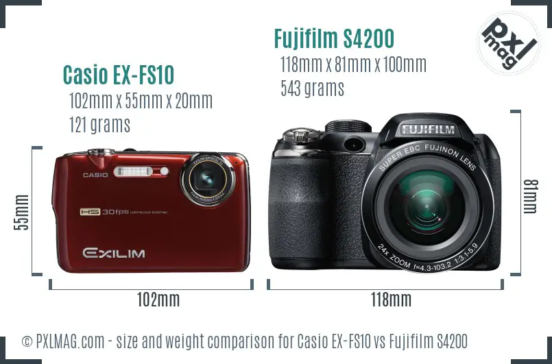 Casio EX-FS10 vs Fujifilm S4200 size comparison Casio EX-FS10 vs Fujifilm S4200 size comparison