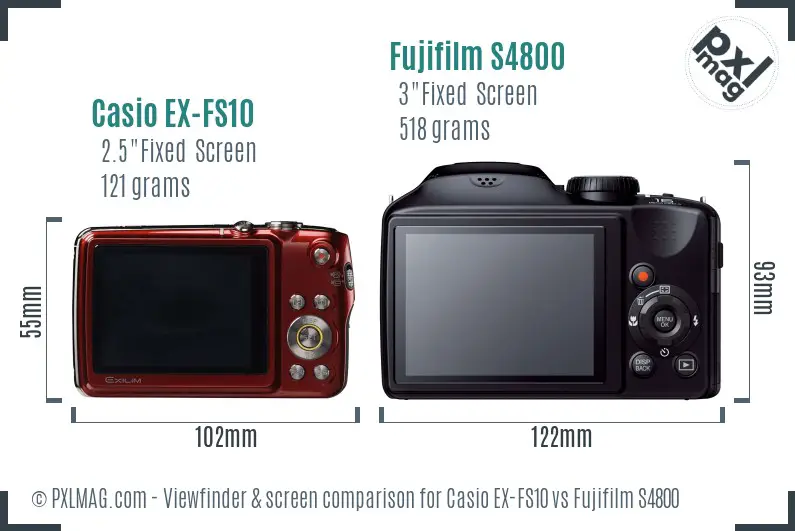 Casio EX-FS10 vs Fujifilm S4800 Screen and Viewfinder comparison Casio EX-FS10 vs Fujifilm S4800 Screen and Viewfinder comparison