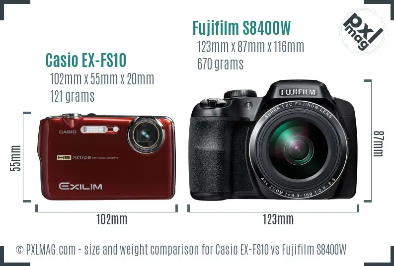 Casio EX-FS10 vs Fujifilm S8400W size comparison