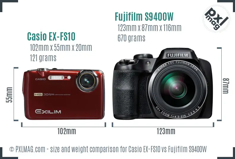 Casio EX-FS10 vs Fujifilm S9400W size comparison Casio EX-FS10 vs Fujifilm S9400W size comparison