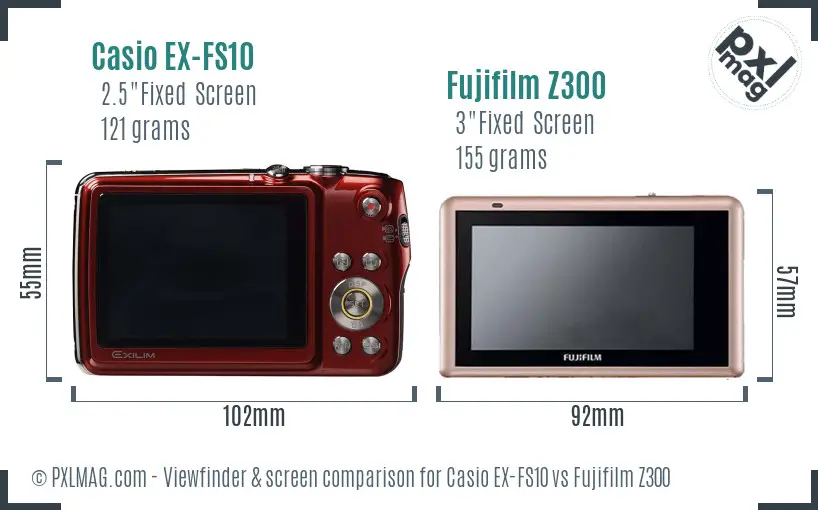 Casio EX-FS10 vs Fujifilm Z300 Screen and Viewfinder comparison Casio EX-FS10 vs Fujifilm Z300 Screen and Viewfinder comparison