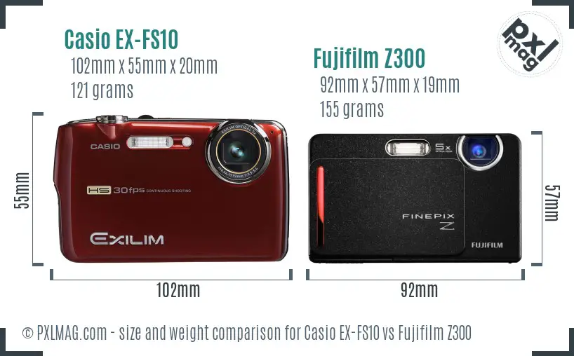 Casio EX-FS10 vs Fujifilm Z300 size comparison Casio EX-FS10 vs Fujifilm Z300 size comparison