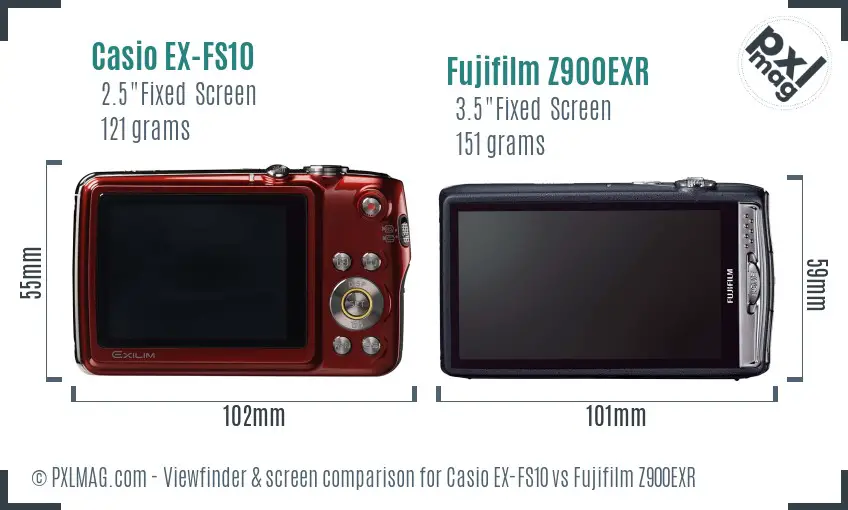 Casio EX-FS10 vs Fujifilm Z900EXR Screen and Viewfinder comparison