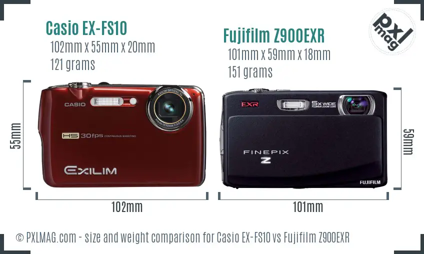 Casio EX-FS10 vs Fujifilm Z900EXR size comparison