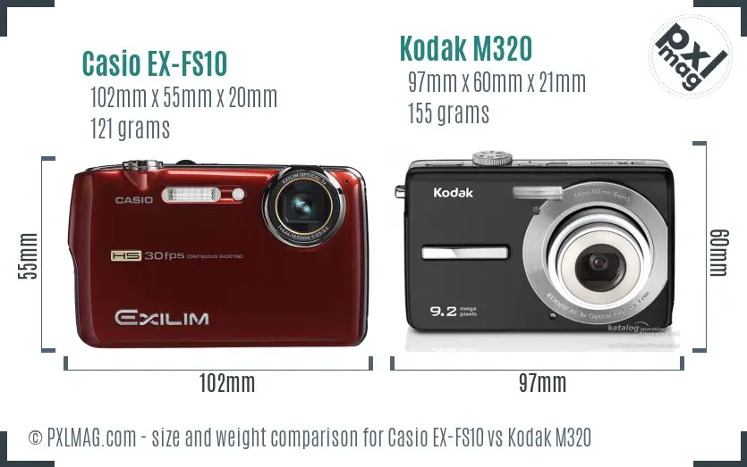 Casio EX-FS10 vs Kodak M320 size comparison Casio EX-FS10 vs Kodak M320 size comparison