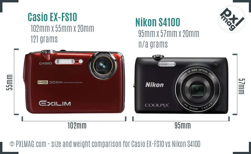 Casio EX-FS10 vs Nikon S4100 size comparison