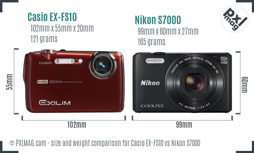 Casio EX-FS10 vs Nikon S7000 size comparison