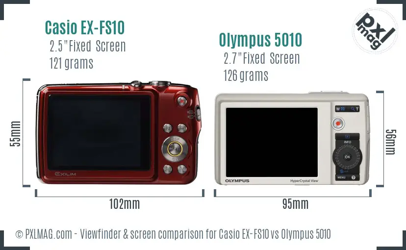 Casio EX-FS10 vs Olympus 5010 Screen and Viewfinder comparison