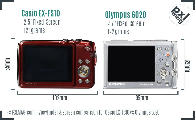 Casio EX-FS10 vs Olympus 6020 Screen and Viewfinder comparison