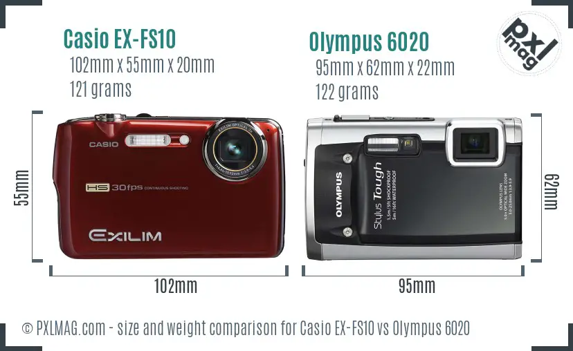 Casio EX-FS10 vs Olympus 6020 size comparison