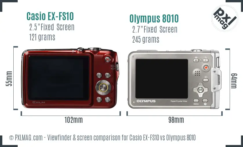 Casio EX-FS10 vs Olympus 8010 Screen and Viewfinder comparison Casio EX-FS10 vs Olympus 8010 Screen and Viewfinder comparison