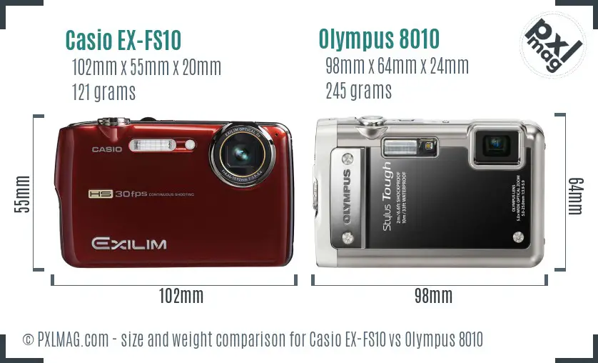 Casio EX-FS10 vs Olympus 8010 size comparison Casio EX-FS10 vs Olympus 8010 size comparison