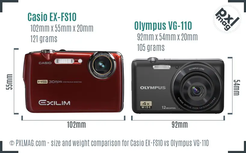 Casio EX-FS10 vs Olympus VG-110 size comparison