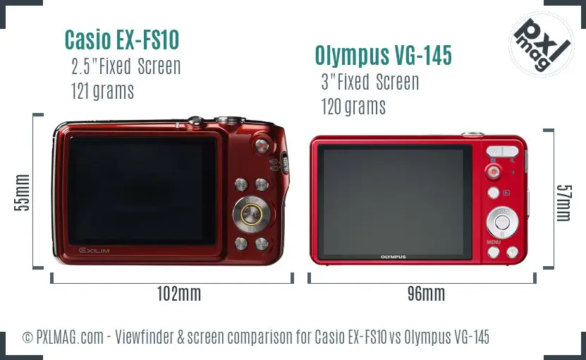 Casio EX-FS10 vs Olympus VG-145 Screen and Viewfinder comparison