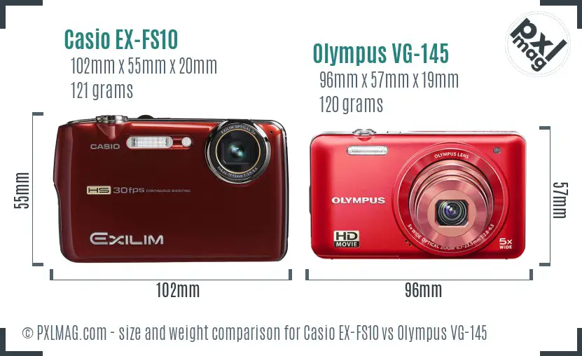 Casio EX-FS10 vs Olympus VG-145 size comparison