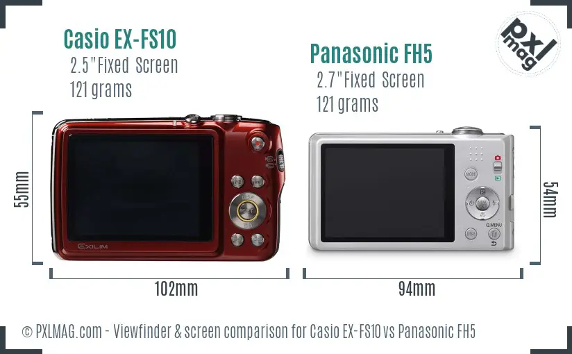 Casio EX-FS10 vs Panasonic FH5 Screen and Viewfinder comparison