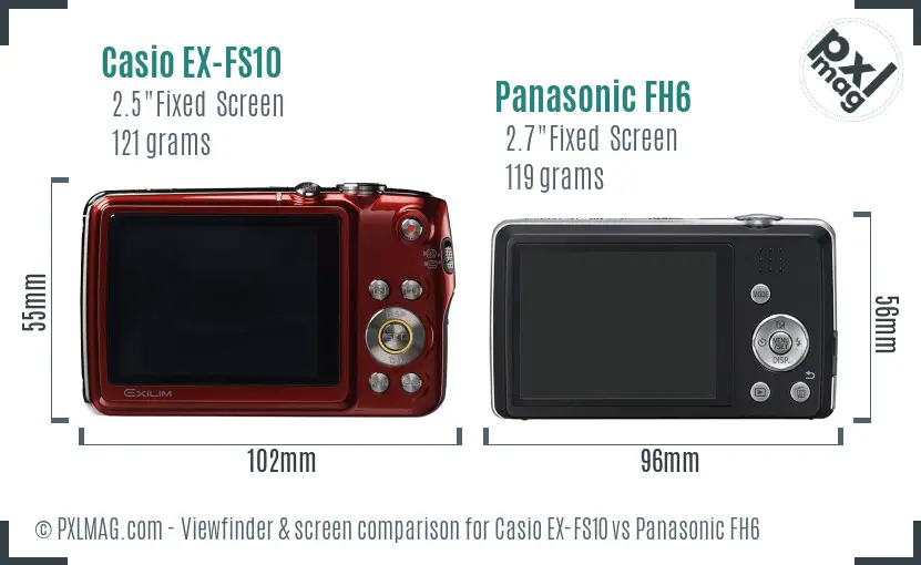 Casio EX-FS10 vs Panasonic FH6 Screen and Viewfinder comparison