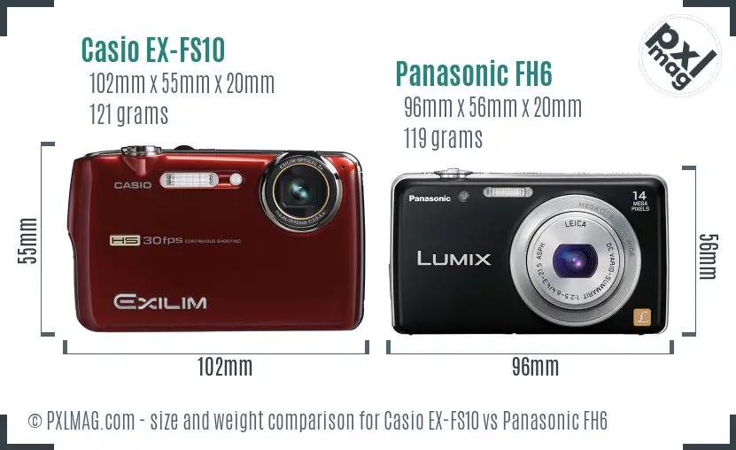 Casio EX-FS10 vs Panasonic FH6 size comparison