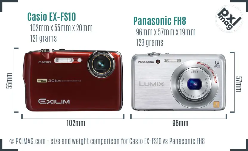 Casio EX-FS10 vs Panasonic FH8 size comparison