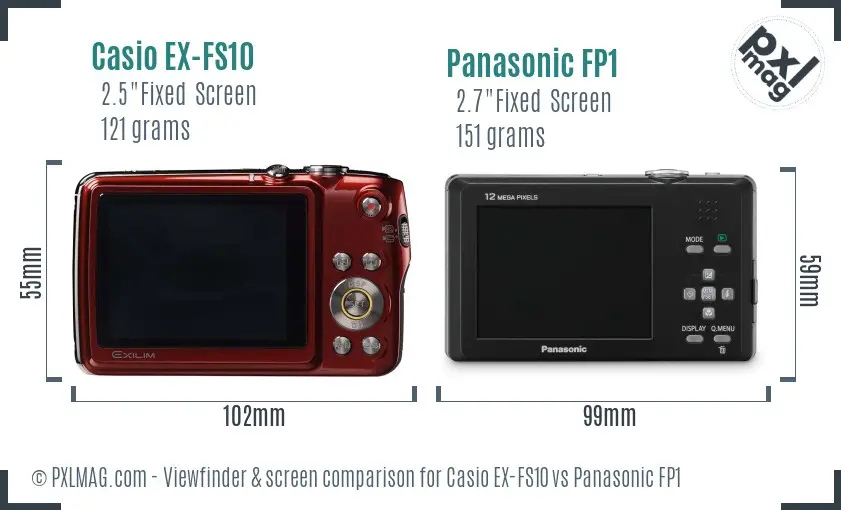 Casio EX-FS10 vs Panasonic FP1 Screen and Viewfinder comparison