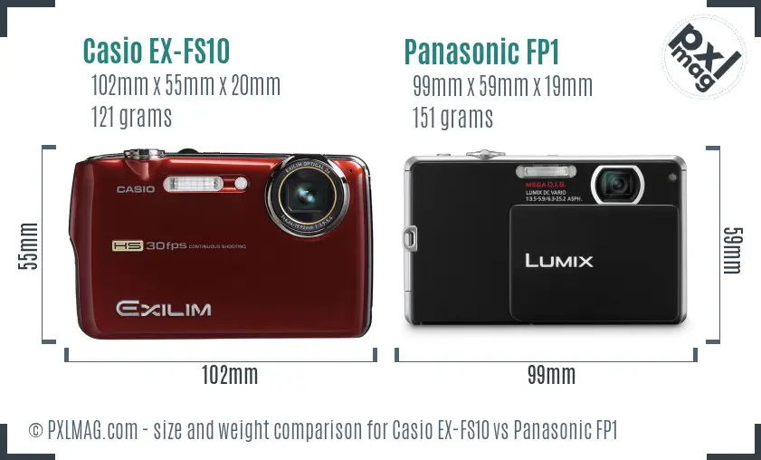 Casio EX-FS10 vs Panasonic FP1 size comparison