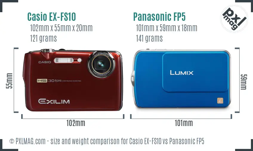Casio EX-FS10 vs Panasonic FP5 size comparison