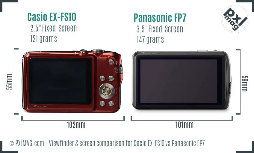 Casio EX-FS10 vs Panasonic FP7 Screen and Viewfinder comparison