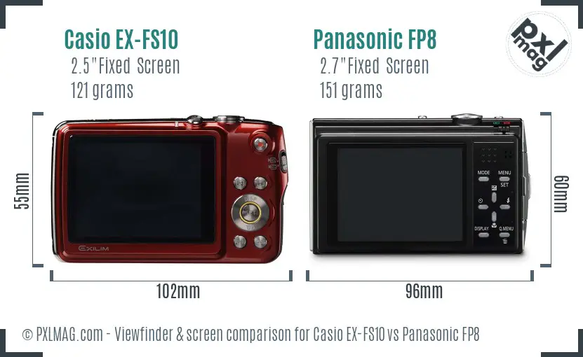 Casio EX-FS10 vs Panasonic FP8 Screen and Viewfinder comparison