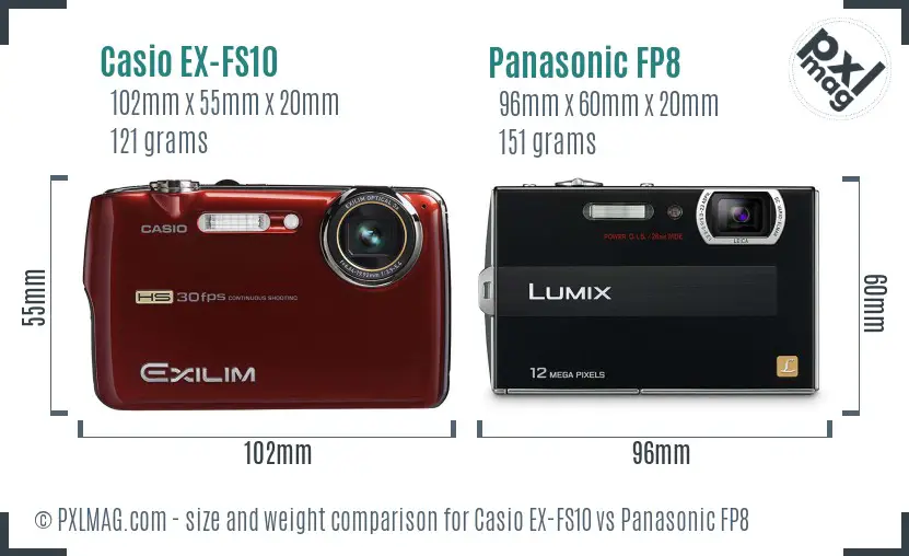 Casio EX-FS10 vs Panasonic FP8 size comparison