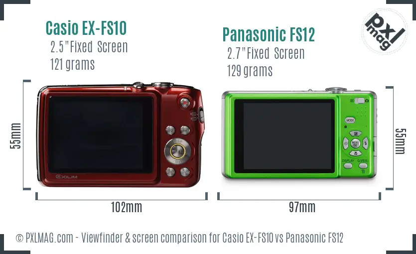 Casio EX-FS10 vs Panasonic FS12 Screen and Viewfinder comparison