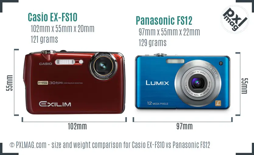 Casio EX-FS10 vs Panasonic FS12 size comparison