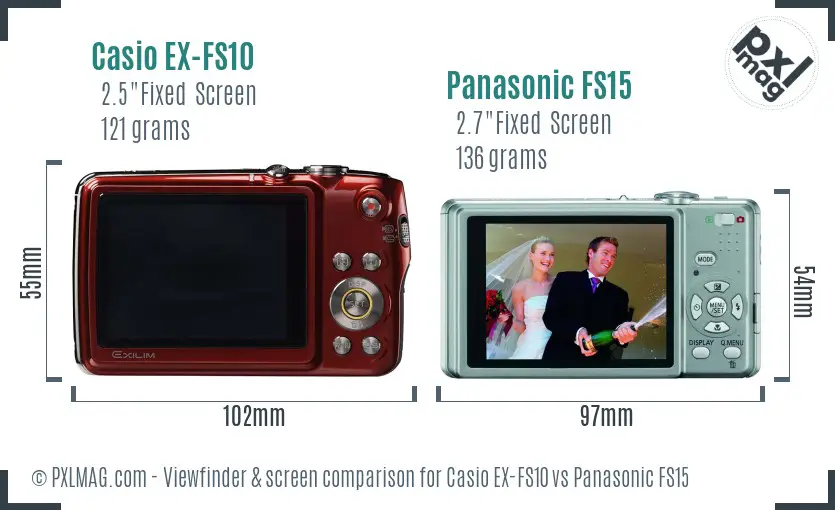 Casio EX-FS10 vs Panasonic FS15 Screen and Viewfinder comparison