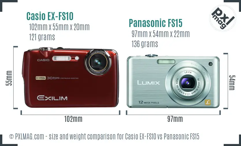 Casio EX-FS10 vs Panasonic FS15 size comparison