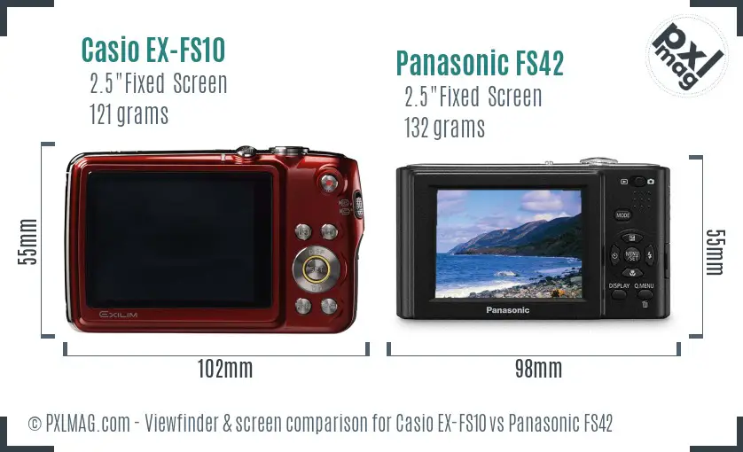 Casio EX-FS10 vs Panasonic FS42 Screen and Viewfinder comparison