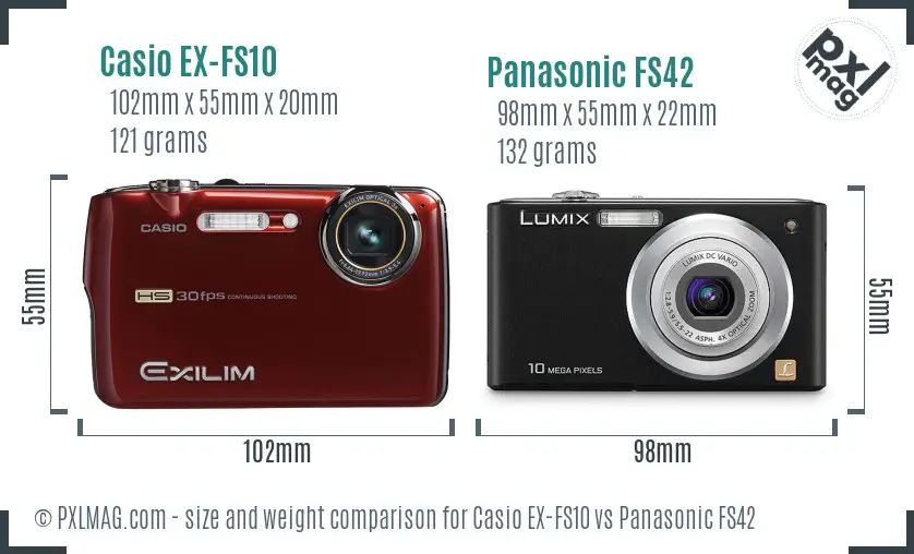 Casio EX-FS10 vs Panasonic FS42 size comparison