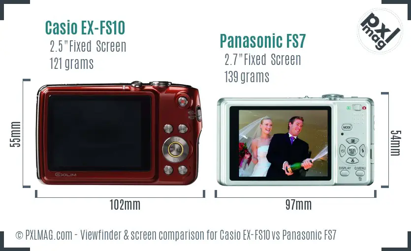 Casio EX-FS10 vs Panasonic FS7 Screen and Viewfinder comparison