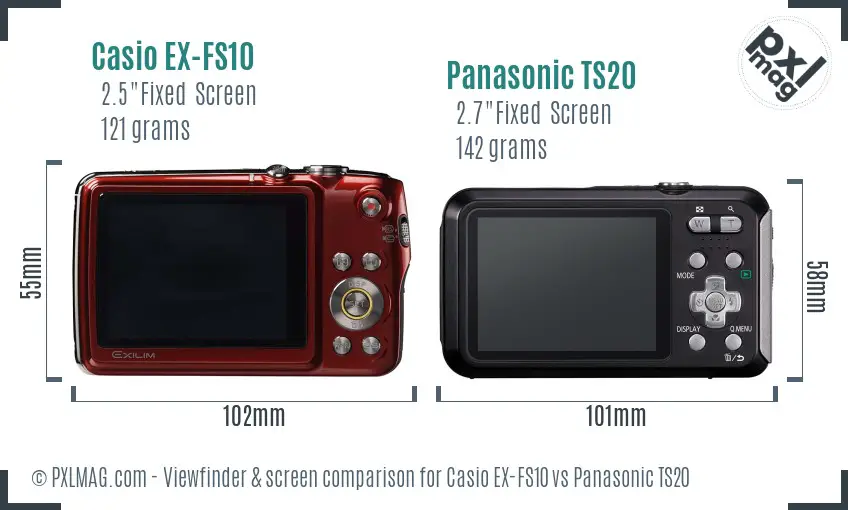 Casio EX-FS10 vs Panasonic TS20 Screen and Viewfinder comparison