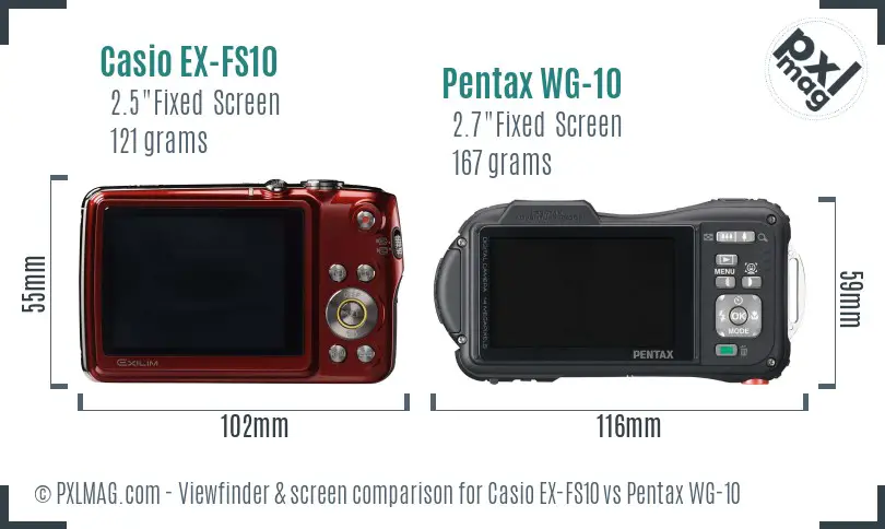 Casio EX-FS10 vs Pentax WG-10 Screen and Viewfinder comparison