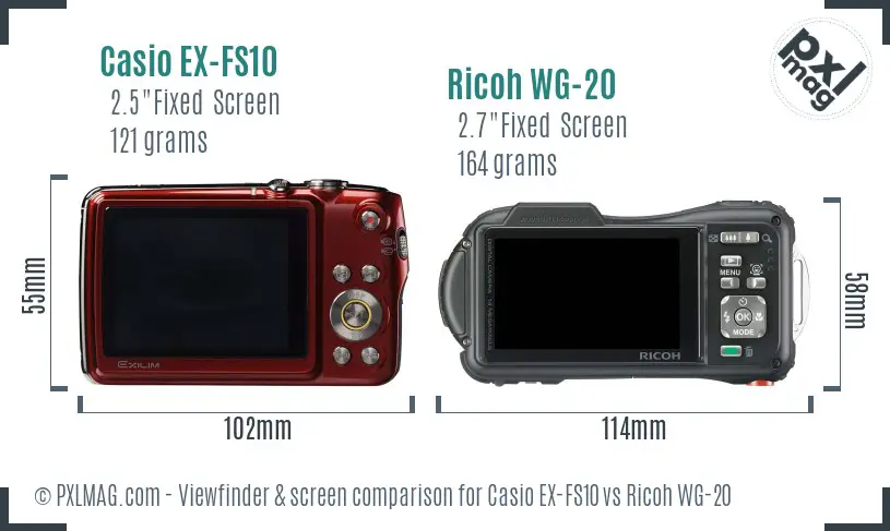 Casio EX-FS10 vs Ricoh WG-20 Screen and Viewfinder comparison Casio EX-FS10 vs Ricoh WG-20 Screen and Viewfinder comparison